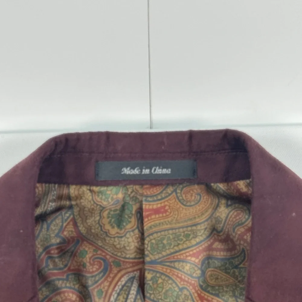 Lauren Ralph Lauren Mens 44R Burgundy Faux Suede Blazer Sport Coat Paisley